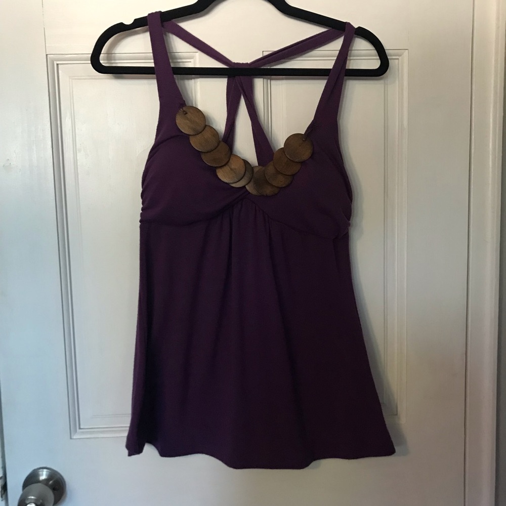 Purple Tank Top with Brown Wooden Circles